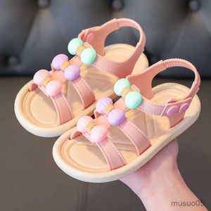 Sandals Girls Sandals 2023 Verão Novo Fashion Sweet Fashion Bow Beach Shoes Casual Kids Flats Bottom Sandals Baby Sandals 24-35