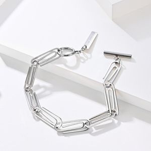 Charm armband enkla stift rostfritt stål växlar klappar armband för män mode smycken