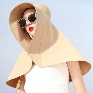 Outdoor Hats Summer Sunscreen Hat Women's UV Protection Sunshade Bicycle Neck Protective Shawl Face Cover Fisherman Hat 230506