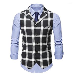 Colete masculino colete de coletes masculinos de alta qualidade Four Seasons Seasons Business Casual Colot Cotton Cotton Slim Fit Fashion Plaid Jackets sem mangas