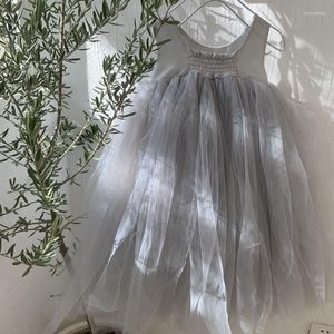 Abiti da ragazza 2023 Vestito estivo per bambini Ragazze Estate Bambini Abito senza maniche in tulle smock Infant Princess Beach Playwear Giornata dei bambini