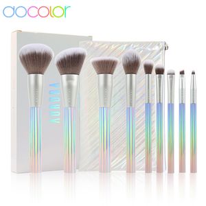 Makeup Tools Docolor Aurora Makeup Brushes 9st Makeup Brushes Set Foundation Powder Blandning Face Blush Eyeshadow Make Up Borstes With Bag 230508