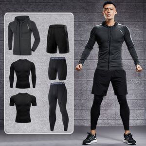 Koşu Setleri Kuru Fit Erkekler Eğitim Spor giyim Seti Spor Salonu Fitness Sıkıştırma Spor Takım Jogging Sıkı Spor Giysileri 4XL5XL Büyük boy erkek 230508