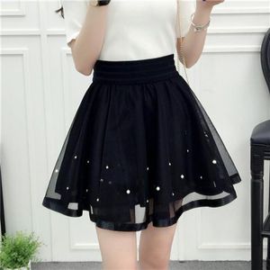 Röcke Elegante süße Damen A-Linie Mesh Miniröcke Elastischer Tüll Faltenrock Süßer Rock Abschlussball Cosplay Lolita Prinzessin Petticoat 230508