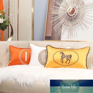 Pillow Case Sofa Chair Cushion Silk Embroidery High-End Hotel Homestay Bedside Lumbar Pillow without Pillows Core Wholesale