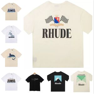 2023 Rhudes T Shirt Designer dla mężczyzn damskie t-shirty modna koszulka z literami w stylu Casual, letnia koszulka z krótkim rękawem koszule odzież damska