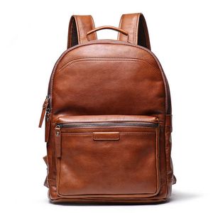 Backpacking Packs Men's Genuine Leather Business Outdoor Travel Backpack Cowhide Large Capacity Multifunction Fashion Trend Computer Bag P230508
