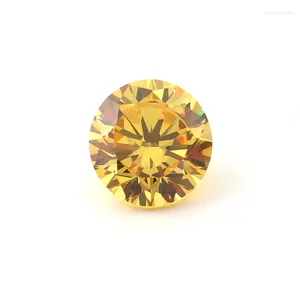 Beads YOUCHENG Round Shape Wholesale Cz Stone 0.8mm-3mm 5A Golden Yellow Color Cubic Zirconia Synthetic Gems For Jewelry