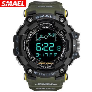 Armbandsur Smael Mens Watch Military Water Resistant Sport Watches Army Big Dial LED Digital armbandsur Stoppur för Male 1802 Clock 230506