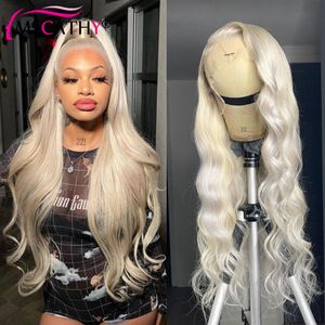 180Density Platinum Blonde Lace Front Echthaarperücken Körperwelle HD Lace Front Perücke 13x4 Synthetische Haarperücken für Frauen Preplucked