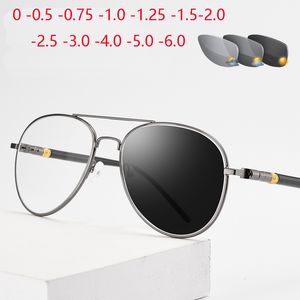 Reading Glasses Outdoor Shade Sun Pochromic Pilot Myopia With Prescription Eyewear Men Oval Sunglasses Diopter 0 -0.5 -0.75 To -6.0 230508