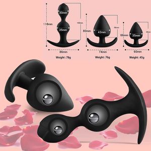 Anal Toys Silicone Plug Butt Butt Conjunto de plugue erótico Brinquedos sexuais para mulheres para mulheres Anal Bolas Bola Dilator Metal Ball dentro do treinador Toy 230508