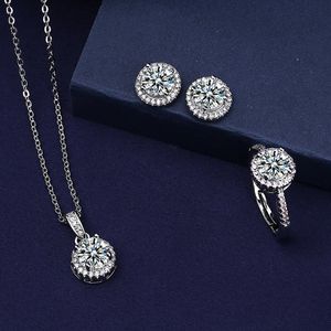 2022 Solitaire Diamond Jewelry set 925 Sterling Silver Party Wedding Rings Earrings Necklace For Women Men Moissanite Jewelry