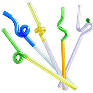 Creative Eco Glass Drinking Straws Special Shaped High Temperature Resistant Milk Cocktail Fruit Juice Beverage Straw E0508