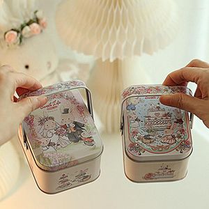 Gift Wrap 1Pcs Portable Wedding Candy Box Cute Cartoon Embossed Iron Favor Packaging Tin Tinplate Case Easter Decoration