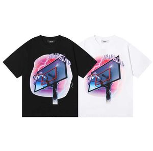 Tasarımcı Moda Giyim Tshirt Tees Trapstar Basketbol Çerçeve Baskılı Tshirt Amerikan Trend marka Gündelik Pamuk Yuvarlak Yaka Bayan Gevşek Kısa Kollu Underl