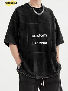 Camisetas masculinas Hip Hop Diy T-shirts de rua de rua personalizados Camiseta de dinossauro personalizada Camiseta de algodão Oversize Harajuku Vintage Mangas curtas personalizadas 230509