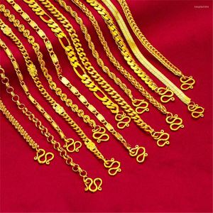 Catene Collane con ciondoli per uomo Donna 24K placcato oro giallo 3-5mm Collana con catena a maglie Collare da 24 pollici Accessori per gioielli maschili Bijoux