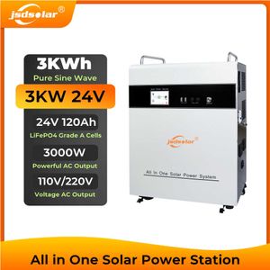 jsdsolar 3KW Stazione di energia solare portatile tutto in uno Generatore solare 220VAC Batteria 24V LiFePO4 Accumulatori e caricabatterie di riserva per la casa all'aperto