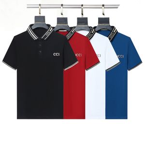 Designer masculino Marca de luxo de luxo Summer Summer preto branco de mangas curtas de mangas curtas Polos de lapela de lapela casual Polos de letra imprimindo top cottom roupas camisetas gráficas