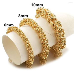 Catene 6/8/10mm Moda Acciaio inossidabile 316L Colore oro Cerchio rotondo Catena a maglia bizantina Uomo Donna Bracciale gioielli