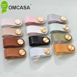 New IHOMCASA12 Colors Nordic Furniture Drawer Knob Brass Wardrobe Cupboard Cabinet Handle Door Pulls Eco-Friendly Artificial Leather