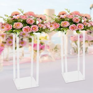 Украшение -Whit Acryled Wedding Flower Vase Colun Contress White Centerpieces для свадебной вечеринки Белый стол центральный элемент для декора Make889