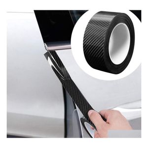 Car Doors Door Edge Guards Carbon Fiber Wrap Film 5D Gloss Transparent Vinyl Selfadhesive Sill Protection Anticollision Fits Most Dr Dhtiu