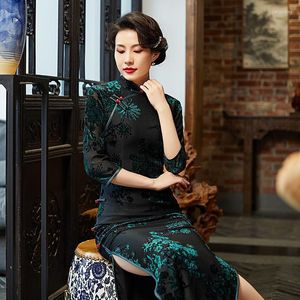 Etnisk kläder kinesiska stil kvinnor traditionell cheongsam klänning qipao vintage smal retro elegant parti