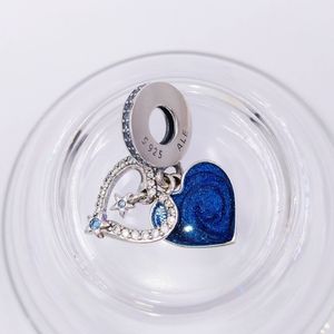 Pandora Celestial Shooting Star Heart Double Dangle Charm 925 Sterling Silber Pandora Moments for Fit Charms Perlen Armbänder Schmuck 792356C01 Andy Jewel
