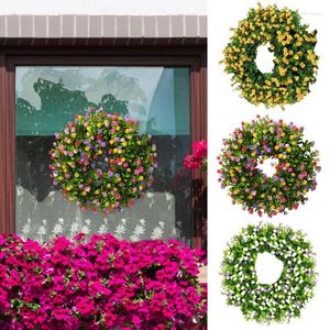 Decorative Flowers Spring Wreath For Front Door Decor Creative Artificial Flower Wall Window Room Farmhouse Indoor Outdoor DIY