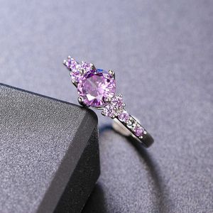 Band Rings ZHOUYANG Purple Crystal Rings For Women Trend 2023 Zircon Silver Color Promise Ring Accessories Wedding Bidal Gifts Jewelry R492 Z0509