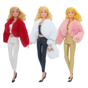Kawaii 6 öğe /lot moda kıyafetleri çocuk oyuncaklar üst pantolon ayakkabı çanta bedava nakliye bebek aksesuarları Barbie diy giyinme