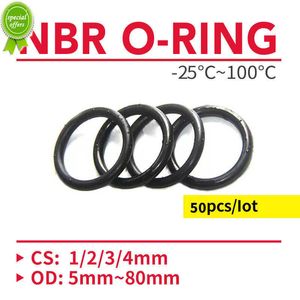 New 50pcs NBR O Ring Seal Gasket Thickness CS 1 2 3 4mm OD 5~80mm Nitrile Butadiene Rubber Spacer Oil Resistance Washer Round Shape