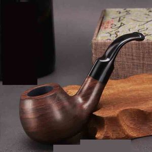 Solid Black Wood Ebony Hand Tobacco Cigarette Smoking Pipe Hammer Filter Wooden Flower Patterns Tool Accessories 12 Styles choose