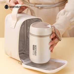 Lunch Boxes WORTHBUY Thermal Lunch Box Microwave Safe 188 Stainless Steel Food Container For Kid Adult Leak-Proof Lunch Container Food Jar 230509