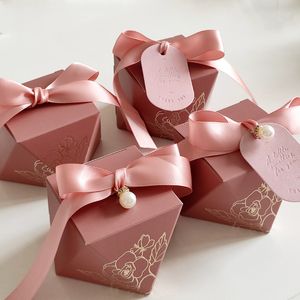 Kuchen Geschenkbox Rautenform Papier Süßigkeiten Schokolade Verpackung Hochzeitsgeschenke für Gäste Babyparty Geburtstagsfeier 230508