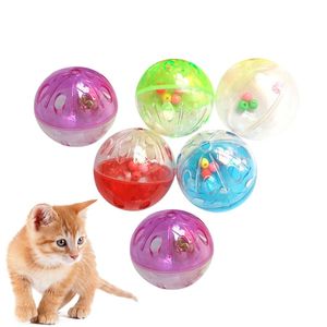 150pcs/lot Assorted Colors Cat Toys Balls with Bell Teasing Indoor Chew Playing Training Toys Plastic Interactive Game Pet Tools