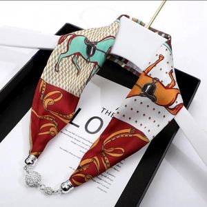 new spring and autumn fashion necklace knot silk scarf women's shirt collar scarf small scarf women's hair band wrist scarf Pendant Scarves