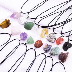 Hot Natural Raw Fluorite Amethyst Crystal Pendant Necklace Energy Stone Healing Meditation Yoga Gift Wholesale