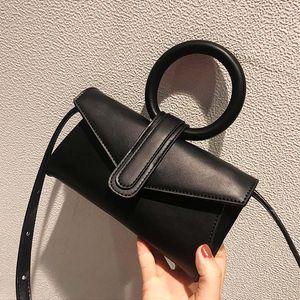 Kvällspåsar pu läder axel för kvinnor vintage mode runda handväska midjepåse casual liten bälte flicka crossbody pack sac