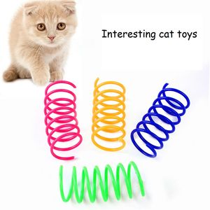 150 STETS/LOT Toys de gato de mola de cor mastigação provocando gatinho interno jogando treinamento de suprimentos interativos para animais de estimação