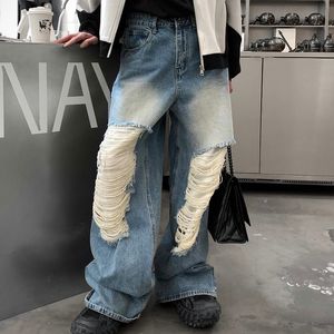Jeans da uomo strappati da uomo 2023 Spring Vintage Trend High Street Harajuku Hip Hop pantaloni a gamba larga Ins moda coreana casual larghi 230509