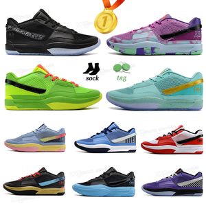 Basketballschuh Ja 1 Day 1 Ja Morant First Signature Sneakers Männer Frauen Jungen Girs Grinch Dark Grey Pure Platinum Bright Mango Outdoor One Sneaker Größe 40-46