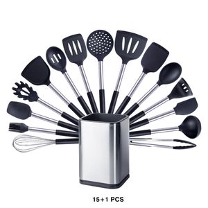 Matlagningsredskap Kvalitet Silikonredskap Ställ kökstillbehör Non Stick Cooke Tool Heat Motent Spatula Spoon Köksutrustning Drop 230506