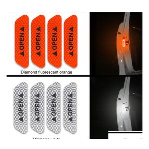 Car Stickers 4Pcs Open Reflective Tape Strips Waterproof Warning Night Driving Safety Drop Delivery Mobiles Motorcycles Exterior Acce Dhs7D