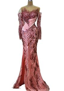 ASO EBI 2023 Арабская розовая русалка выпускная платье с бисером кристаллы вечернее формальное вечеринка второй прием с днем рождения платье