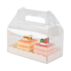 Gift Wrap 10pcs Transparent Cake Box Cupcake Ice Cream Handle Packaging Plastic PET Food For Wedding Birthday Supplies Baby ShowerGift