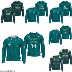 2023 Moda F1 Erkekler Hoodie Ceket Sweatshirt Formula Bir Takım Bahar Chaqueta Aston Martin Hombre Fernando Alonso Motosiklet Sokak Giyim Giyim