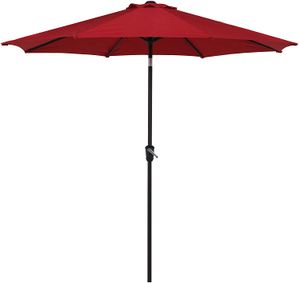Guarda-chuva de pátio externo com inclinação automática de alumínio e manivela sem base, vermelho
